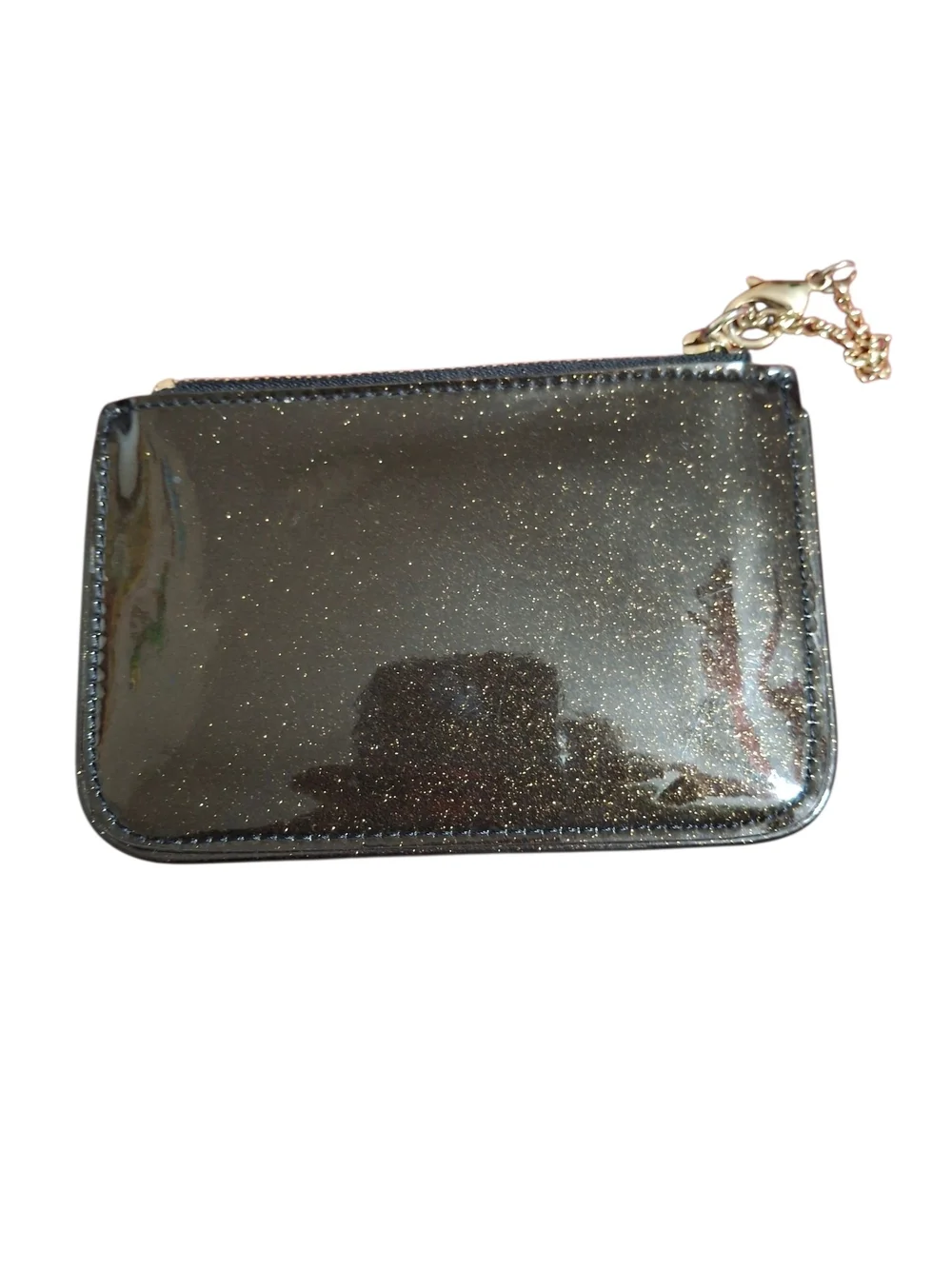 kate spade Brown Glitter Patent Leather Zip Top Coin Pouch
